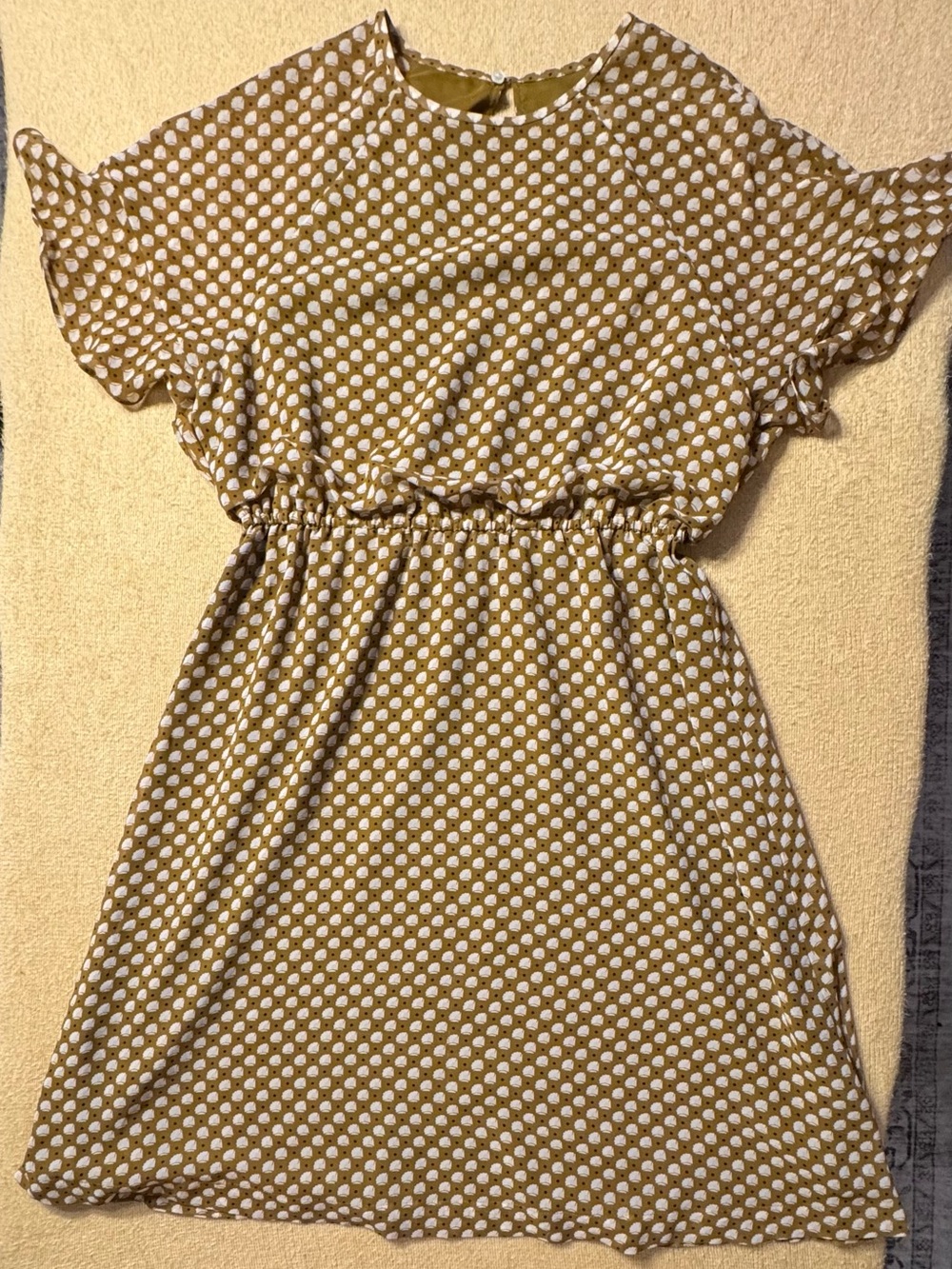 LOFT Mustard Yellow Polka Dot Short Sleeve Dress